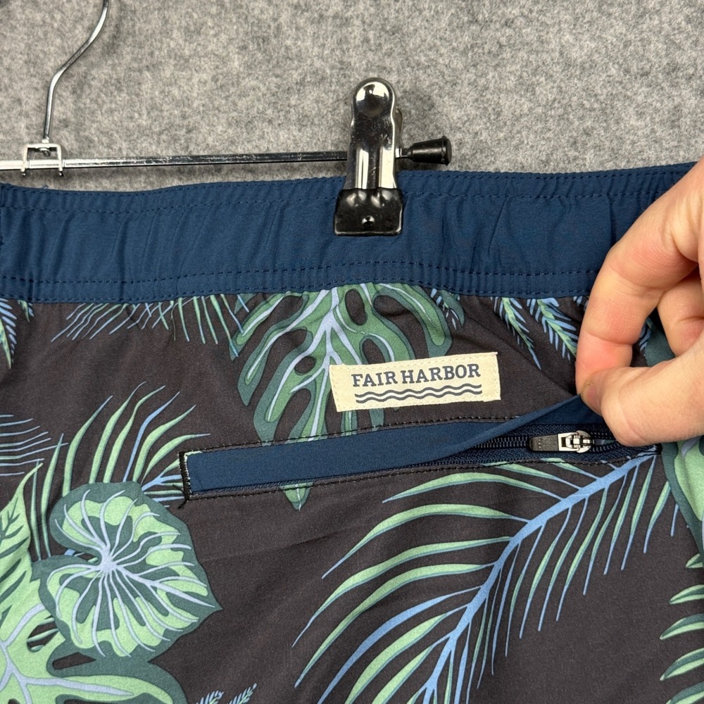 Fair Harbor Men's XXXL Swim Trunks Shorts Tropical Leaf Elastic Waist Drawstring - Picture 8 of 11